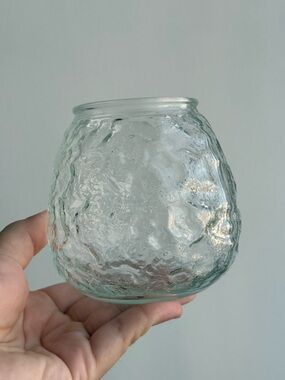 General Wax Co Victorian 4" Vintage Tealight Candle Holder Clear Crinkle Glass